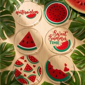 NWT Watermelon Coaster Set - Transparent - Set of 6